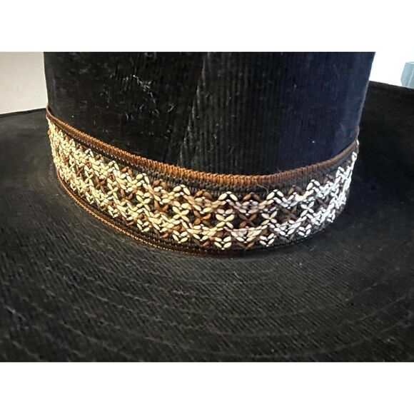 Duke Coll Denim Cowboy Hat The Duke Collection S 6 3/4-6 7/8 Embroidered Band - Picture 5 of 9